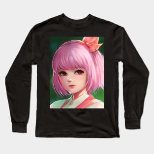 manga girl pink hair Long Sleeve T-Shirt